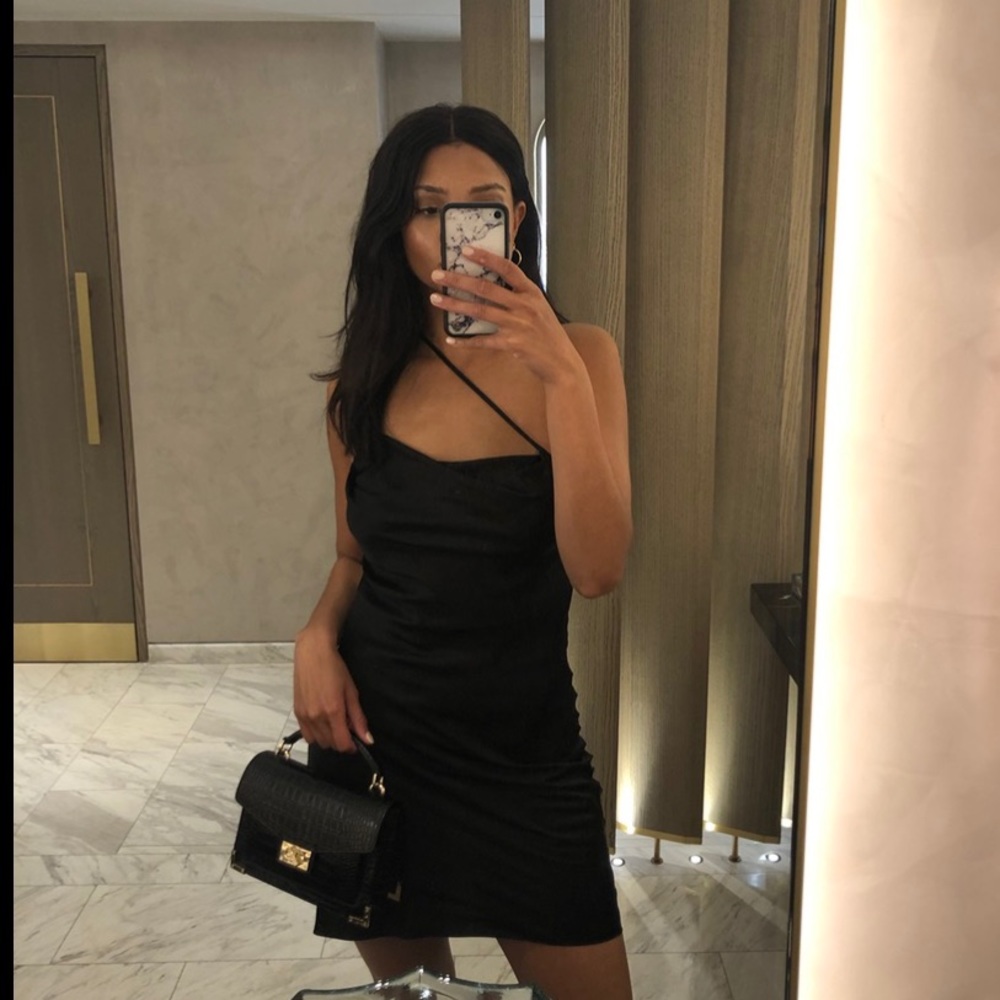 Jennifer Hope Black silk slip dress NEW